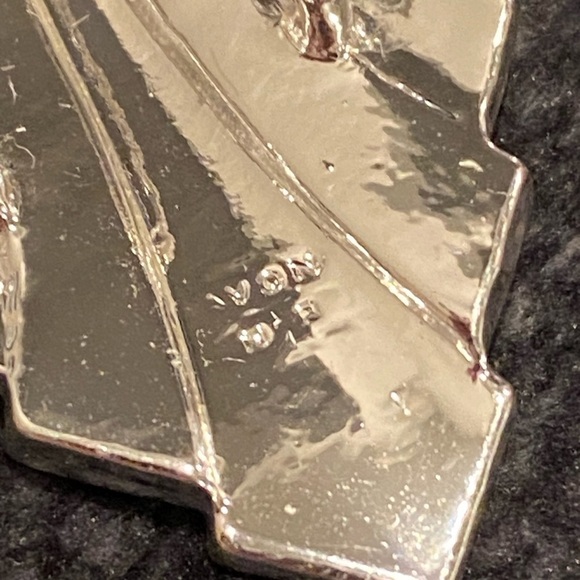 Vintage Avon Art Deco Style Scarf Slide Silver Tone Metal Black Rhinestones - Picture 4 of 6